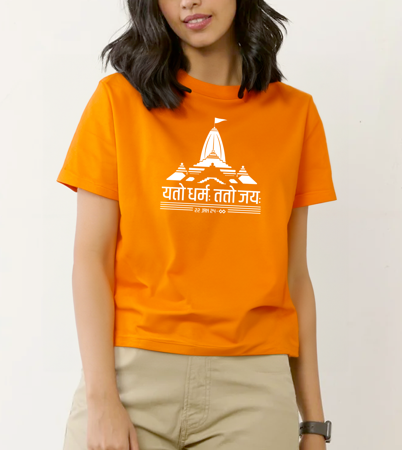 THE Shri Ram Mandir Cotton T-shirt | Saffron | Regular Fit